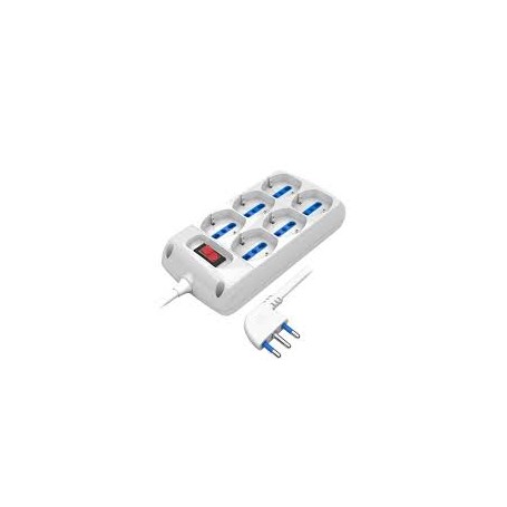 MULTIPRESA 6 POSTI SCHUKO CON INTERRUTTORE BIANCO