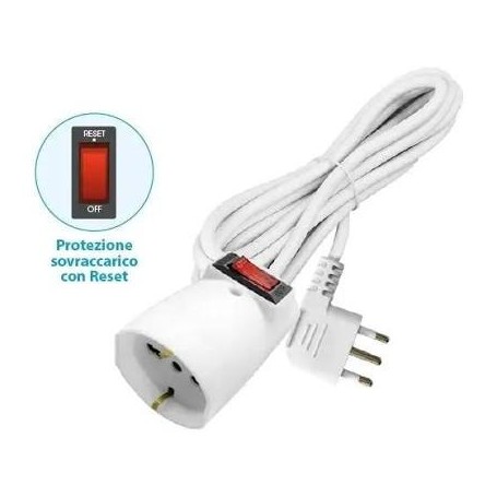 PROLUNGA CON INTERRUTTORE PRESA SCHUKO 10/16A+T