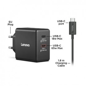 ALIMENTATORE DA RETE 65WATT DUAL USB-C PER LENOVO
